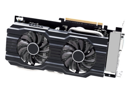 video card with heatsink and coolers for cooling computer device component design in black with pci...