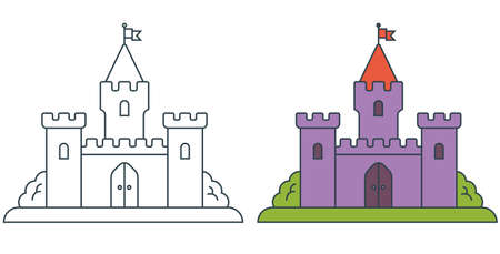 vector image of a medieval castle. coloring for children.のイラスト素材