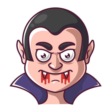 the face of a vampire dracula with blood at the mouth. vector illustrationのイラスト素材