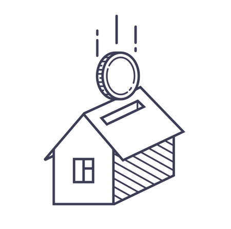 vector icon of the house and coins. symbolizing mortgage and construction. illustrationのイラスト素材