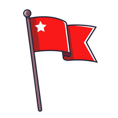 red flag with a star. vector illustrationのイラスト素材