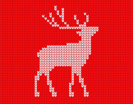 knitted deer in pixels. vector illustrationのイラスト素材