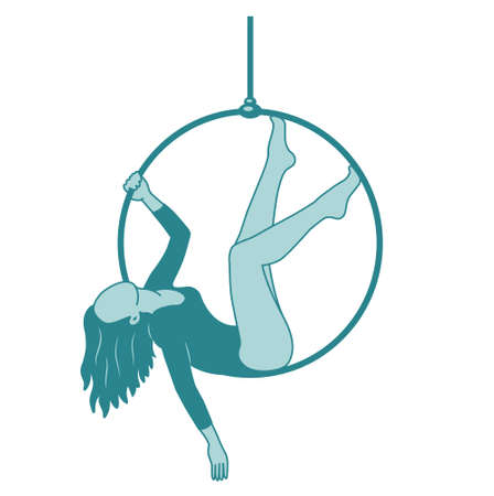 girl engaged in the air ring. fitness and hobby. vector illustrationのイラスト素材