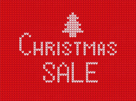 Christmas text image on knitted background. vector illustrationのイラスト素材