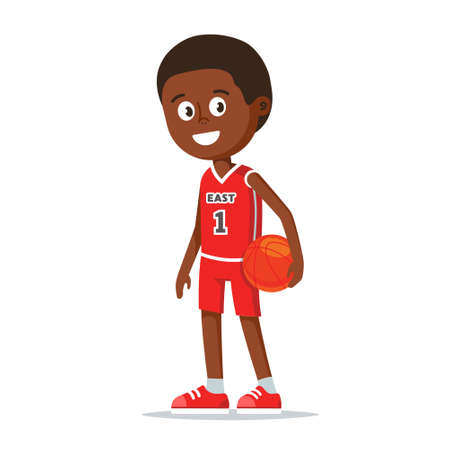 vector illustration of a black basketball player holding a ballのイラスト素材