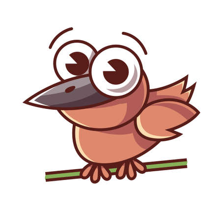 a little bird sits on a branch and looks at you. vector illustrationのイラスト素材