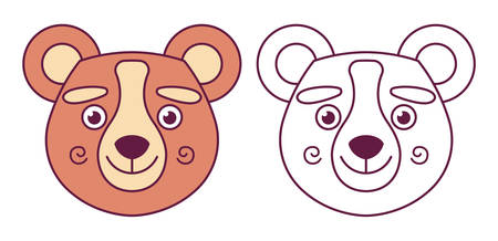 head of a bear in color and contour. the character is smiling.のイラスト素材