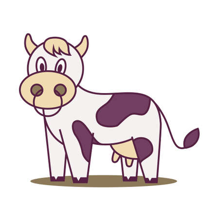 cute cow is standing. character vector illustrationのイラスト素材