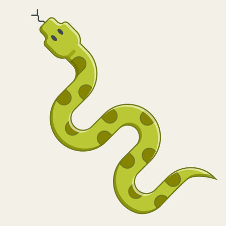green snake crawling. dangerous viper from the jungle. flat isolated character illustration.