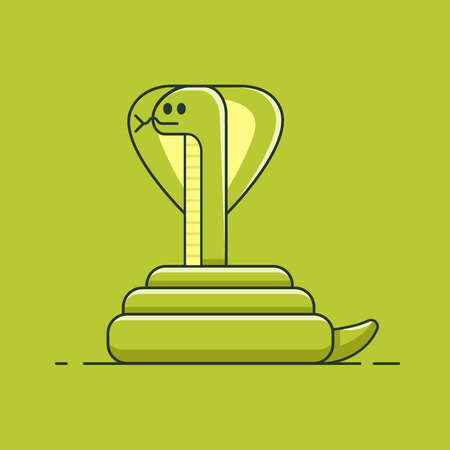 poisonous snake on a green background. flat vector character.のイラスト素材