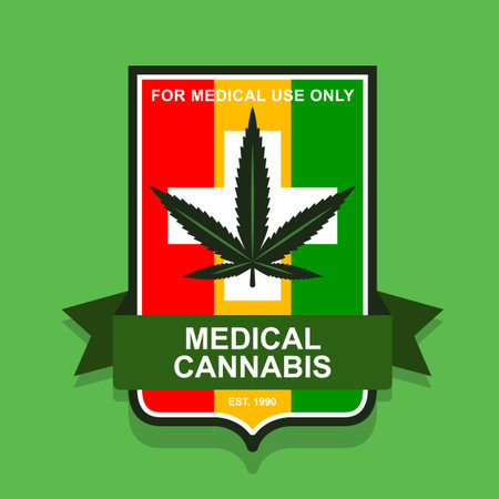 emblem of medical marijuana. Rastaman flag. flat vector illustrationのイラスト素材