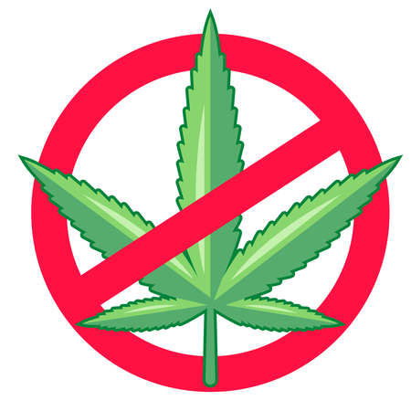 ban marijuana. drugs are illegal. flat vector illustration.のイラスト素材