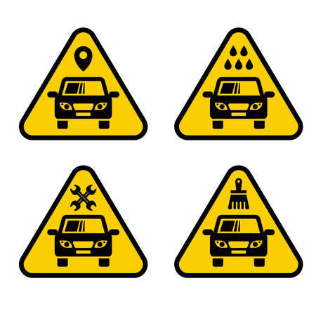 set of signs for car service. yellow plate on a white background.のイラスト素材