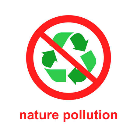 waste prohibition sign. Flat vector illustration of environmental issues.のイラスト素材