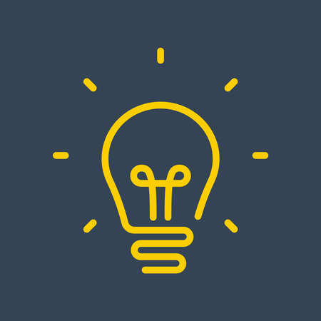 yellow light bulb from contour. new idea. flat vector illustration.のイラスト素材
