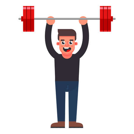 the man easily raises the bar. flat character vector illustrationのイラスト素材