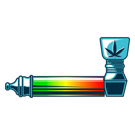 smoking pipe for marijuana. Flat vector illustration isolated on white background.のイラスト素材