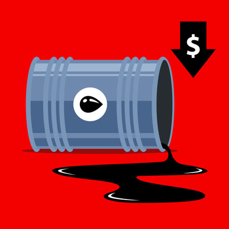 falling oil prices. arrow down dollar. flat vector illustration.