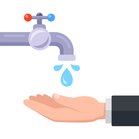 wash hands with tap water. flat vector illustration.のイラスト素材