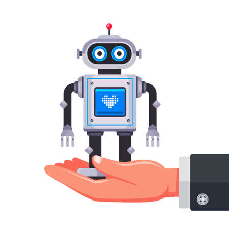 give a smart robot toy. flat vector illustration.のイラスト素材