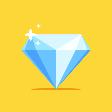 blue precious diamond. big diamond on a yellow background. flat vector illustration.のイラスト素材
