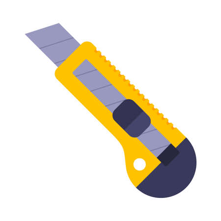 yellow clerical cutter on a white background. flat vector illustration.のイラスト素材