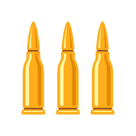 set of combat cartridge for a rifle on a white background. flat vector illustrationのイラスト素材