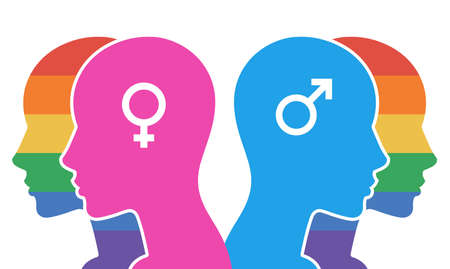 disguise your sexual orientation. preference for LGBT sex. flat vector illustration.のイラスト素材