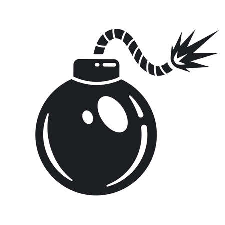 black bomb icon with burning wick. flat vector illustration.のイラスト素材