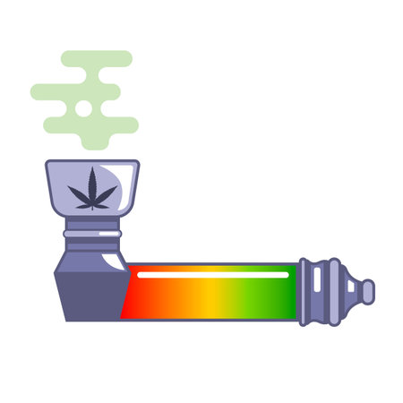 A pipe for smoking medicinal marijuana. legalization of drugs. flat vector illustration isolated on white background.のイラスト素材