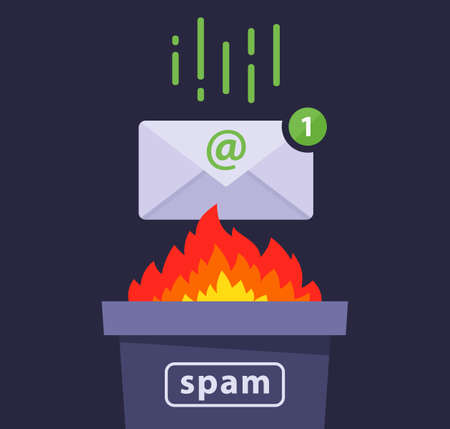 deleting spam messages from e-mail. protection against a computer virus. flat vector illustrationのイラスト素材
