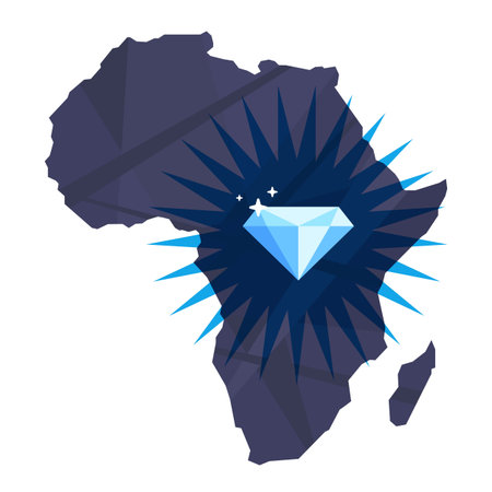 mine diamonds and diamonds on the African continent. flat vector illustration isolated on white...