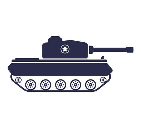 black tank icon on a white background. modern military equipment. flat vector illustration.のイラスト素材