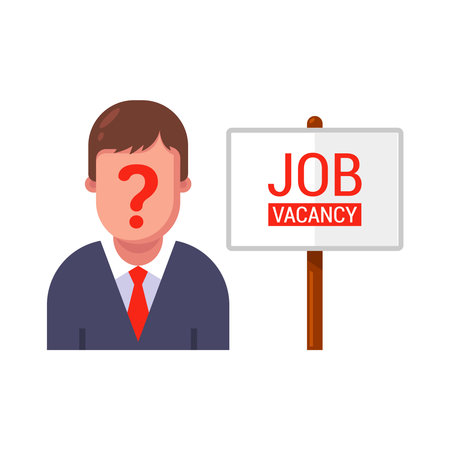 advertising sign open vacancy for work. search for a new employee in the office. flat vector illustration.のイラスト素材