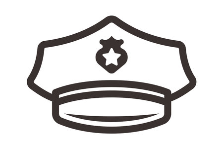 black icon of a police cap on a white background. flat vector illustration.のイラスト素材