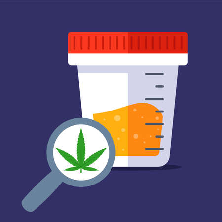 find light drugs in the urine test. get tested at the hospital for marijuana. flat vector illustration.のイラスト素材