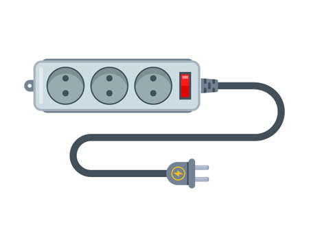 Power strip for supplying electricity through an outlet. flat vector illustration isolated on white background.のイラスト素材