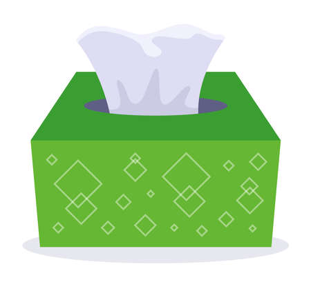 paper towels in a green cardboard box. flat vector illustration isolated on white background.のイラスト素材