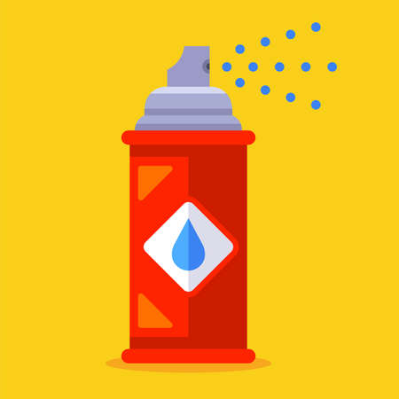 iron spray paint for graffiti. flat vector illustration on yellow background.のイラスト素材