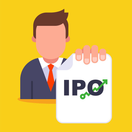 initial placement of securities on the investment market. flat vector illustration