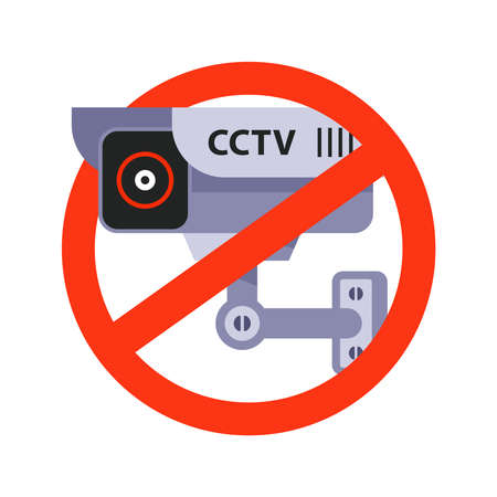 video surveillance prohibition sign. flat vector illustrationのイラスト素材