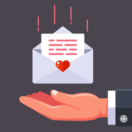 receive a love letter from your beloved. flat vector illustration.のイラスト素材