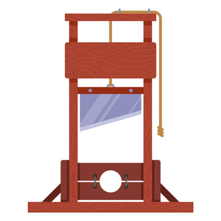 wooden guillotine for the execution of a person. flat vector illustrationのイラスト素材