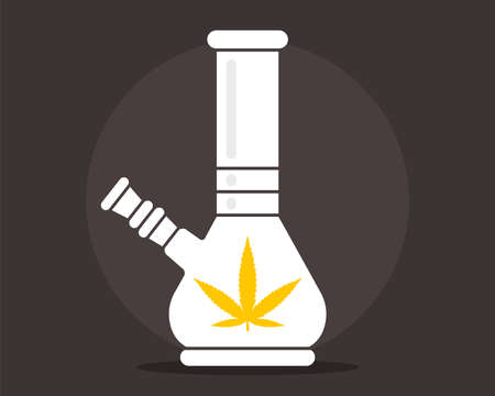 bong flat illustration. emblem of marijuana. vector illustrationのイラスト素材