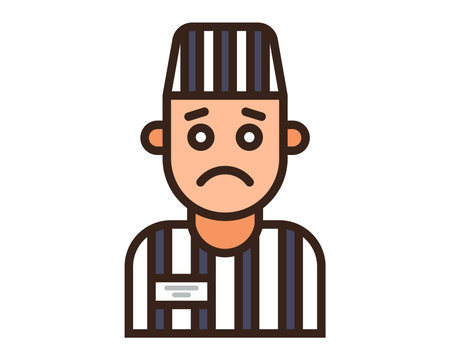 color icon of a prisoner in a striped uniform. Flat character vector illustration.のイラスト素材