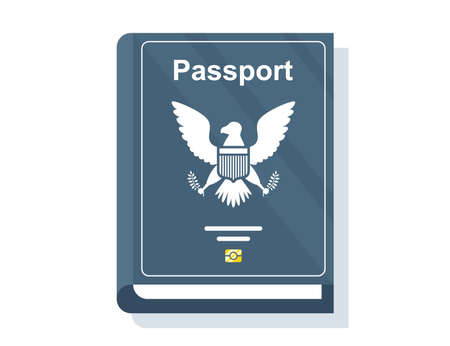 blue passport of a citizen of the country. flat vector illustration.のイラスト素材