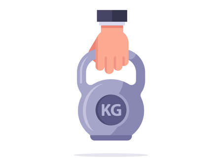 Sports dumbbell with handle. Volumetric and flat version. vector illustration on a white background.のイラスト素材