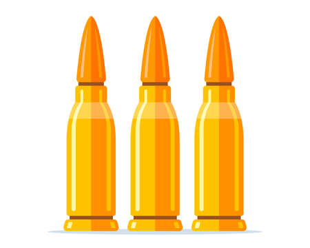 set of combat cartridge for a rifle on a white background. flat vector illustrationのイラスト素材