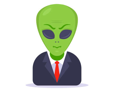 alien in a business suit on a white background. Flat character vector illustration.のイラスト素材