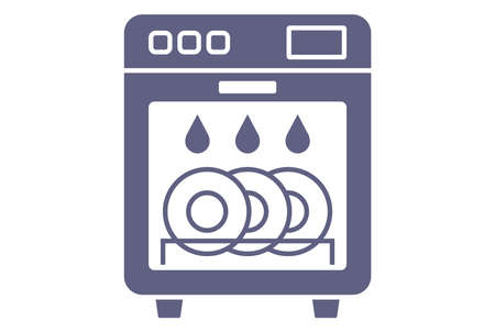 dishwasher icon with clean plates. wash dishes with water. flat vector illustration.のイラスト素材